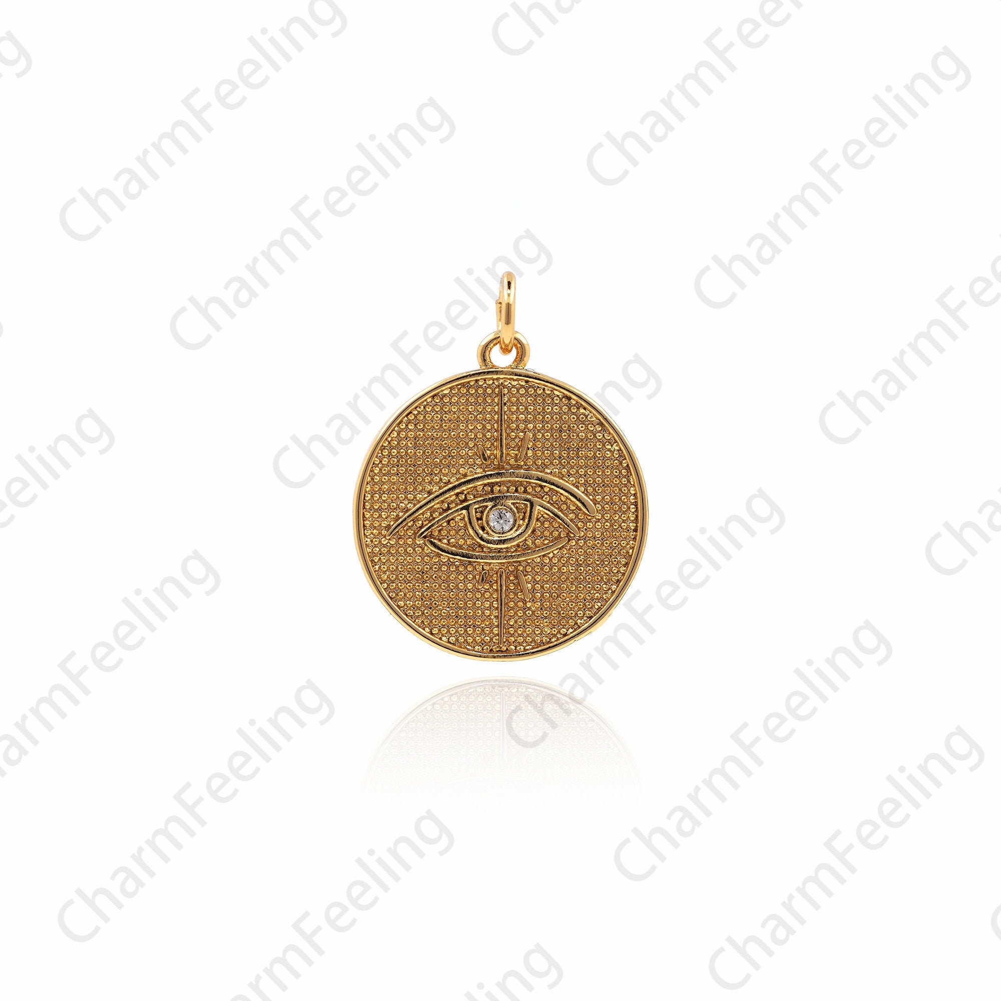 18K Gold Filled Evil Eye Necklace, Micro-Pav Cz Magic Pendant, Lucky Charm, Diy Jewelry Making Accessories 24x18x2mm