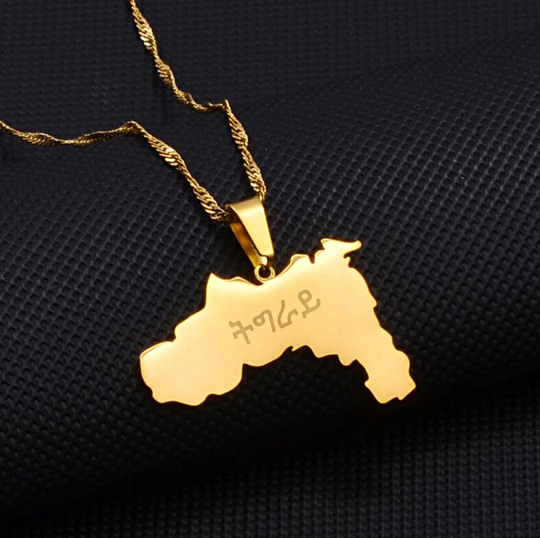 18K Gold-Plated Tigray Map Pendant Necklace/Charmed Jewelry Gift Ethiopia Gold For Men & Women