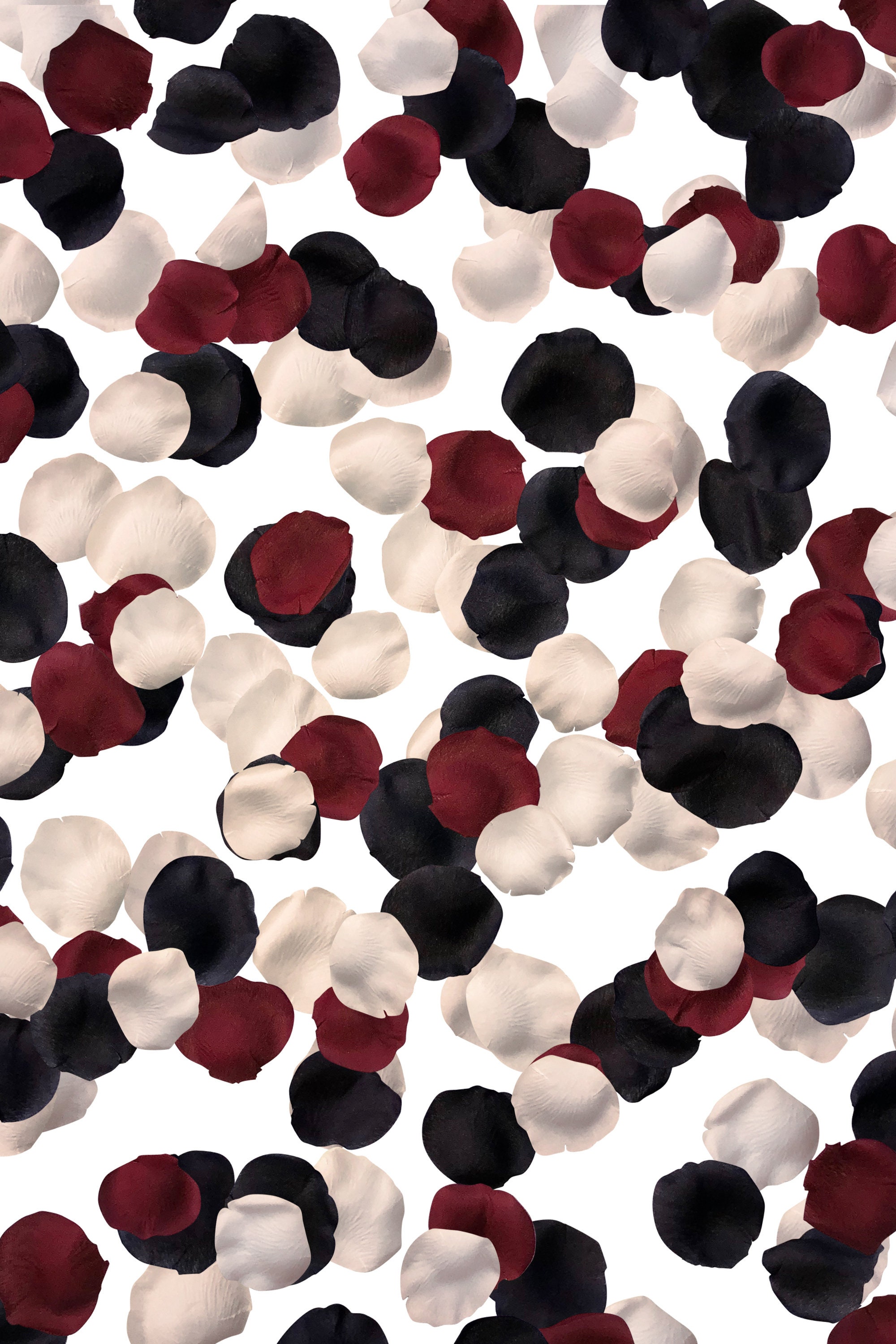 Cabernet Mix Burgundy + Black Ivory Blend Silk Rose Petals | Flower Girl Wedding Centerpieces Aisle Decorations | 750 Petals