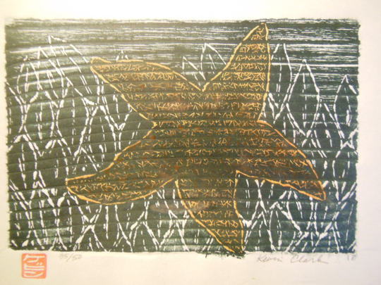 Sea Starfish Original Hand Carved Woodblock Print Moku Hanga Japanese Washi Paper Signed Kevin Clark
