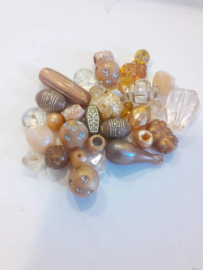 20Gr/Bag Golden Brown Small Mixed Beads, Bead Soup Mix, Acrylic Resin Jewelry Making Supplies Keelaubeadz