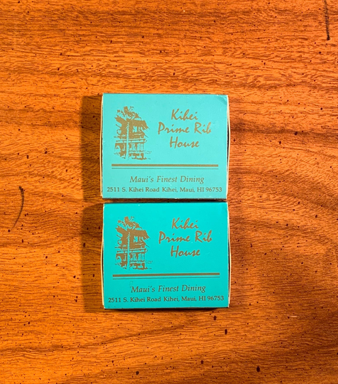 Vintage Matchbooks, Kihei, Prime Rib, Seafood House, Restaurant, Hawaii, Lot Of 2, Matchbox, with Match Sticks, Free Ship in Usa