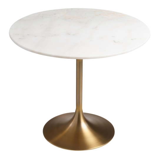 White Marble Top and Gold Tulip Leilani Dining Table - Wood - Small by World Market
