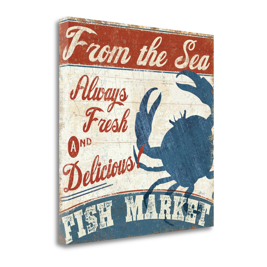 Tangletown Fine Art Fresh Seafood Iv Pela Studio 20-in H x 20-in W Kitchen Print on Canvas Cotton | WA611281-2020C