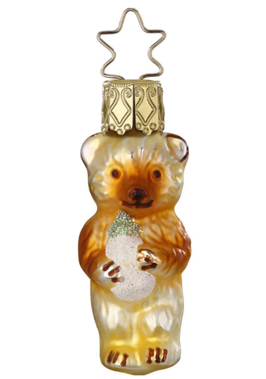 Mini Brown Bear With Bottle German Glass