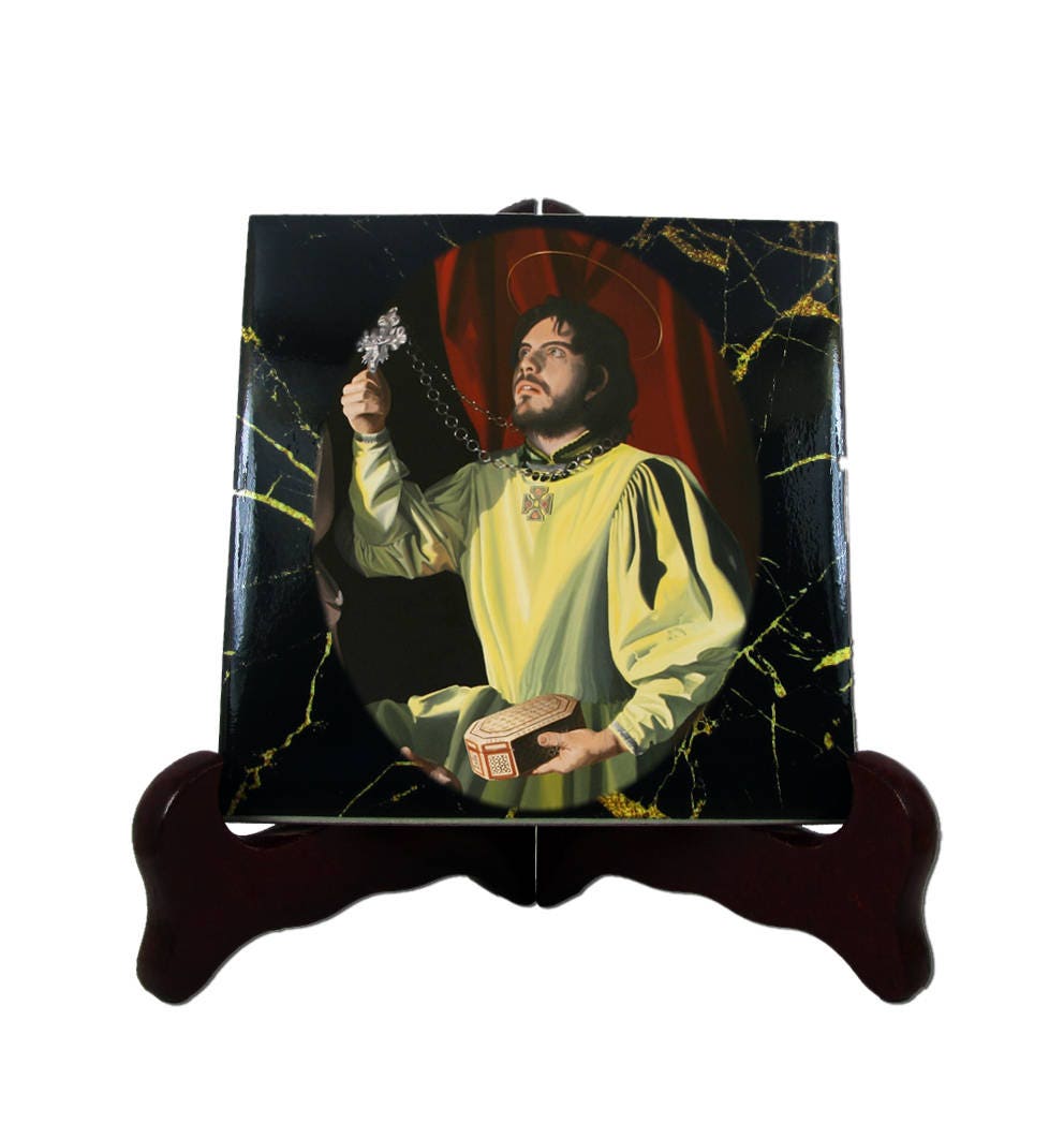Saint Pantaleon Of Nicomedia - Icon On Ceramic Tile St Panteleimon Martyr