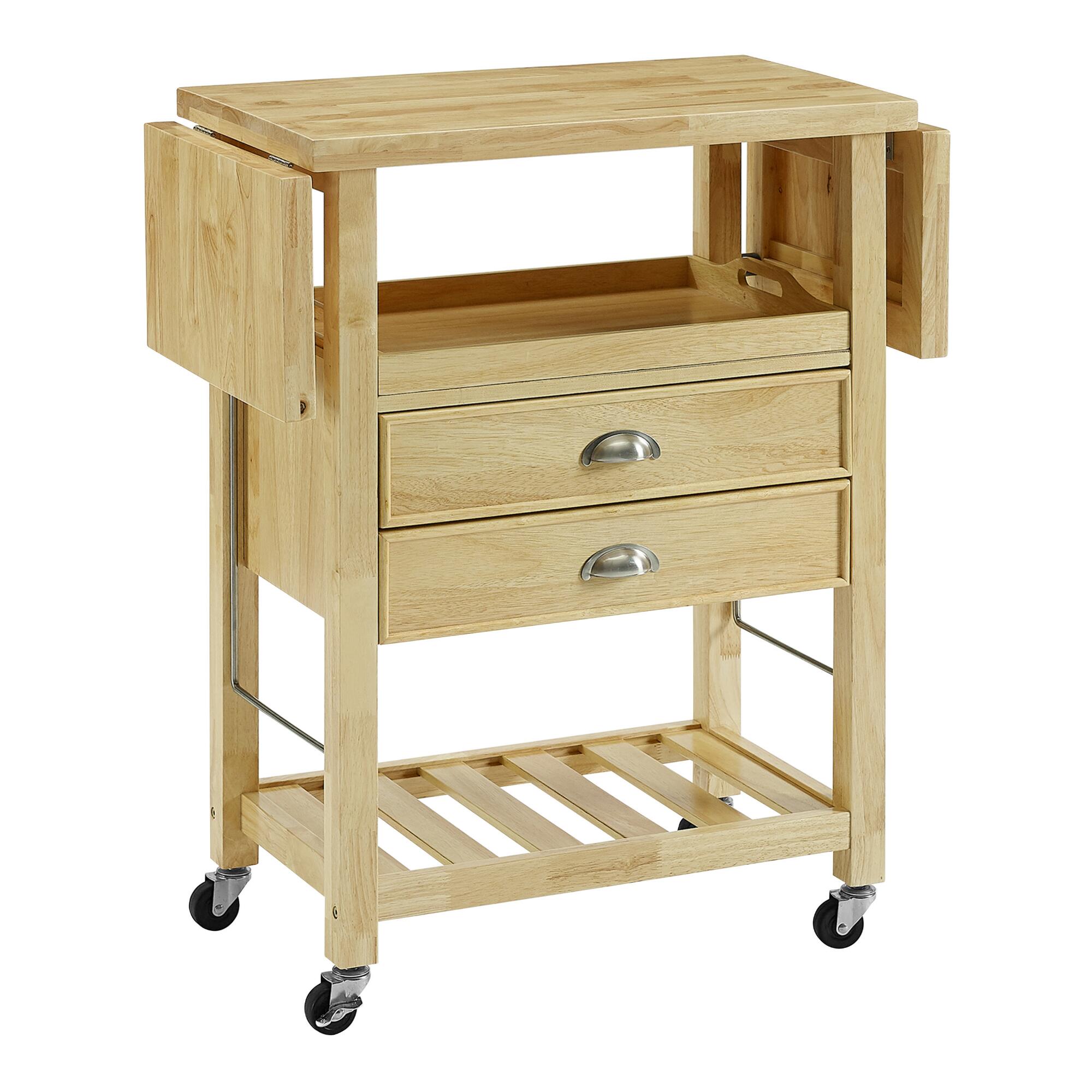 Wood Ashby Double Drop Leaf Kitchen Cart: White by World Market
