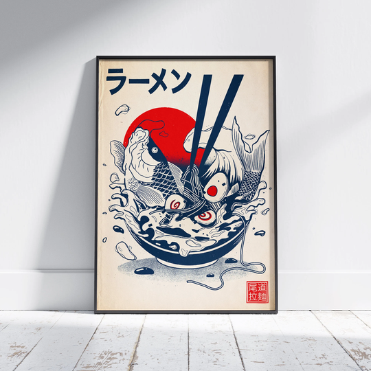 Koi Ramen Poster By Cha X Vintage Exotics™ | Limited Edition Japanese Classic Food Print Gift Japan