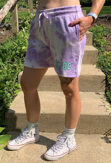Ac/Dc Tie Dye Band Sweat Shorts 70's Rock Tee Tie-Dye Jogger Tye-Dyed Rocker Sweats Acdc Graphic