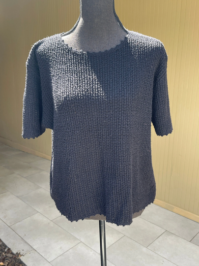 Silk Blend Knit Blouse Bice Black Sweater Top Large
