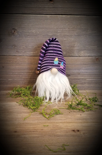 Easter Gnome, Handmade Gnome, Easter Decor, Cute Striped Gnome, Gnome Shelf Sitter, Gnome Lover Decor, Gnomes, Gnome With Purple Hat, Easter