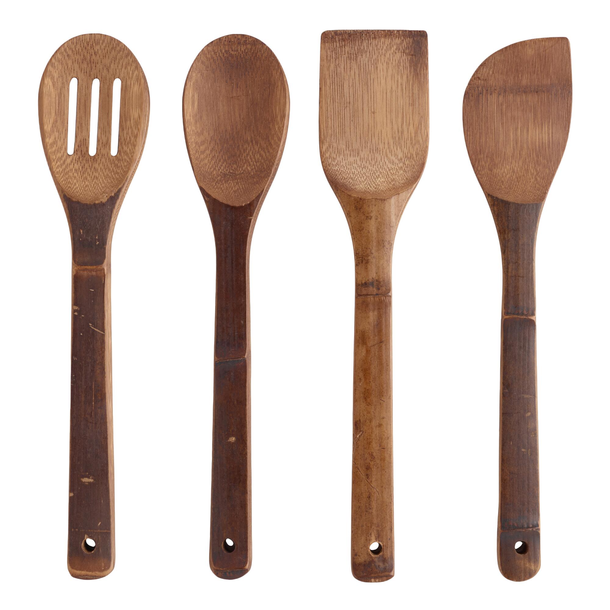 Carbonized Bamboo Essential Cooking Utensils 4 Pack by World Market