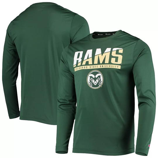 Men's Champion Green Colorado State Rams Wordmark Slash Long Sleeve T-Shirt, Size: Large, CST Green