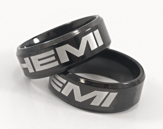 Laser Engraved Dodge Hemi Ring - Black Stainless Steel Mopar Charger Ram Wedding Personalized Gift Birthday Anniversary Unique Keepsake