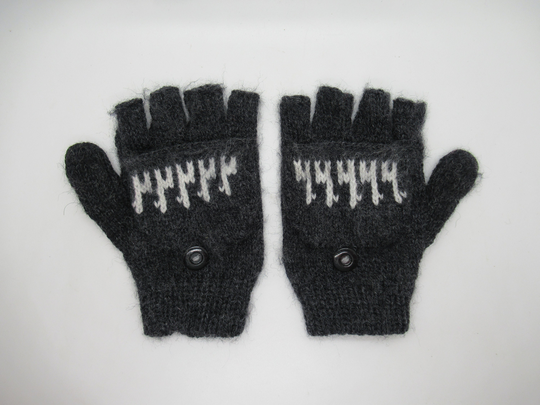 Kids Alpaca Blend Convertible Glittens 3-6 Years Old With Llama Design/Peruvian Handmade Gloves & Mittens/Cute Fingerless