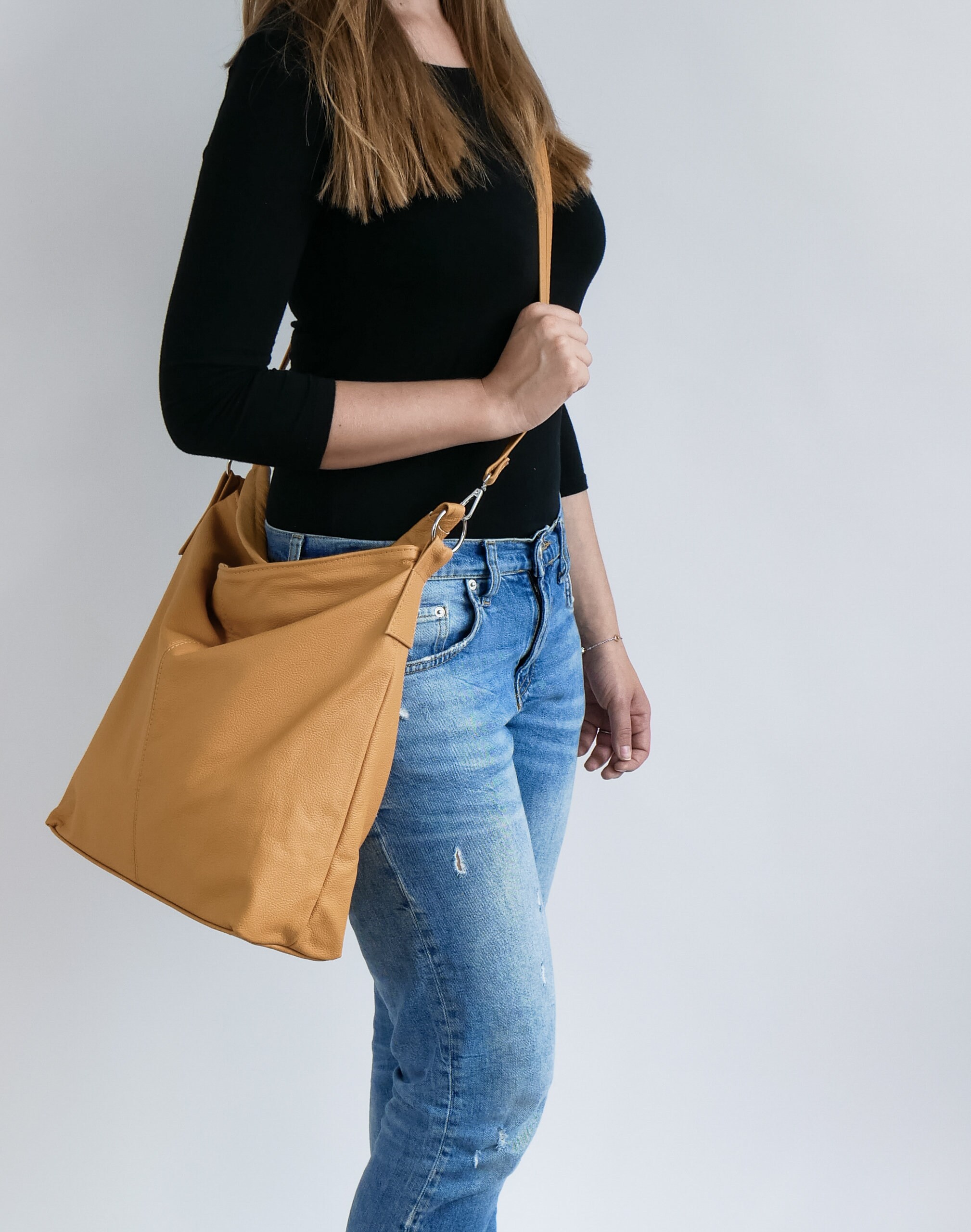 Leather Hobo Bag, Yellow Handbag, Mustard Crossbody Everyday Tote Laptop Shoulder Gift, Hd