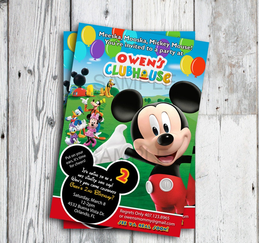 Mickey Mouse Birthday Invitation, Clubhouse Party Digital Download, Printable