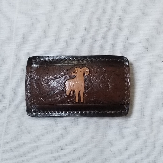 Ram Belt Buckle, Vintage Mountain Sheep Leather Handmade