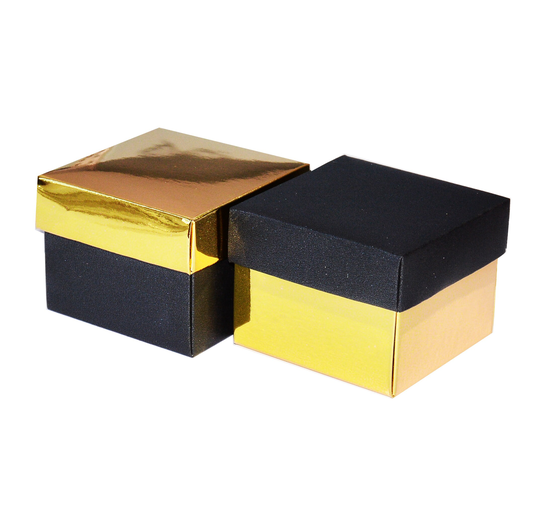 12 Gold & Black Favor Box With Lid 2 5/8 X Bridal Shower Wedding Gift