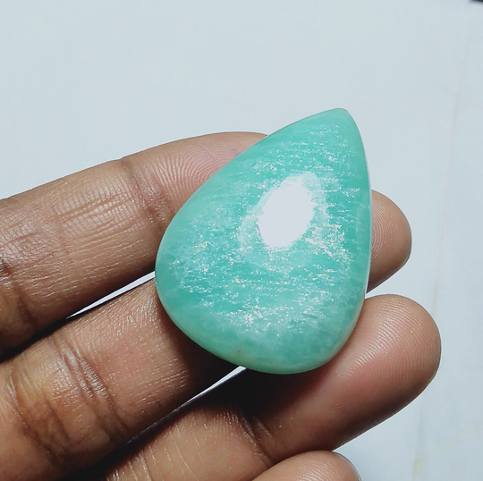Amazonite Necklace Top Very Ancient Gemstone Green Stone Cabochon Loose For Jewelry 55 Ct[ 36 X 25 ]mm # 49
