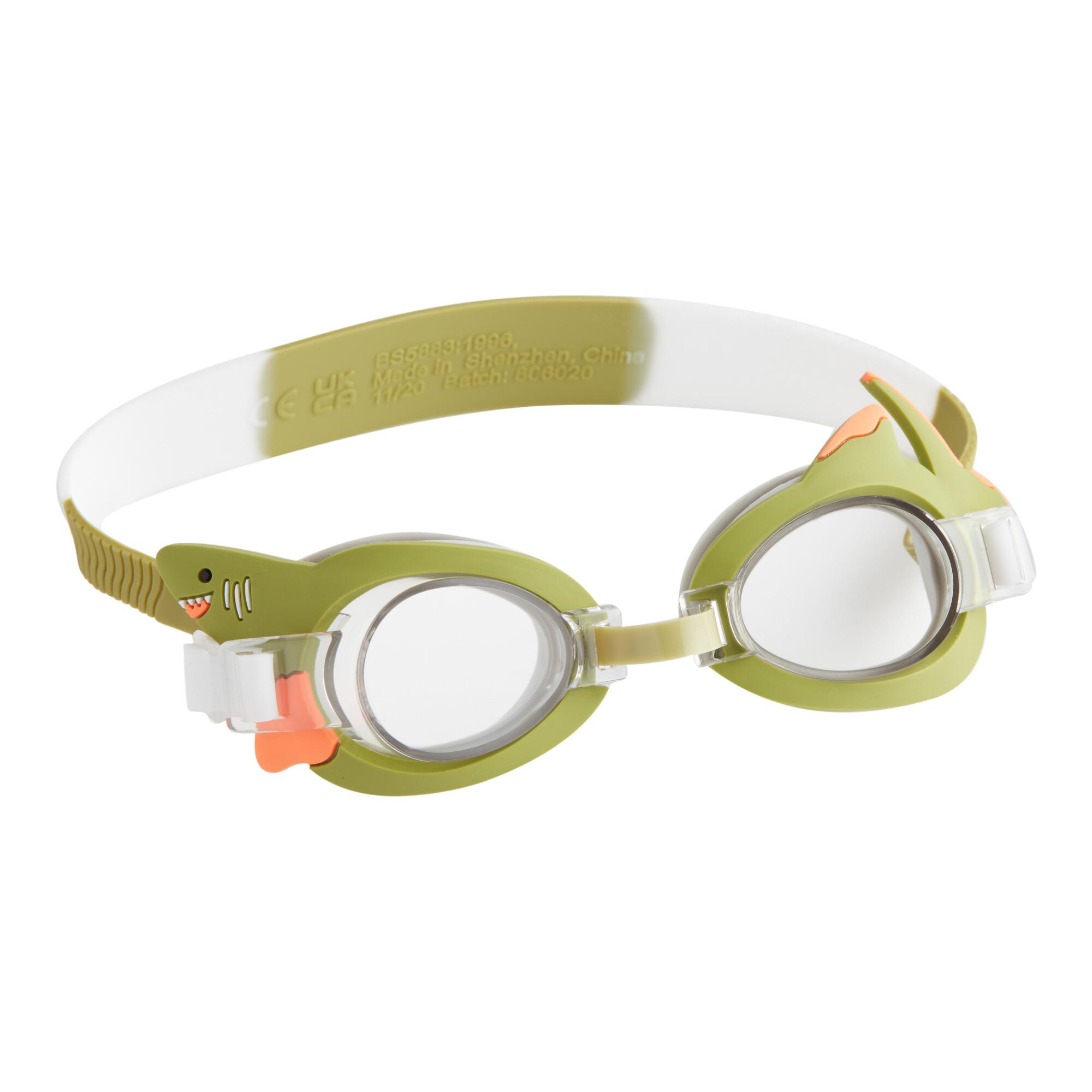 Sunnylife Green Shark Kids Swim Goggles: Green/Multi - Plastic by World Market