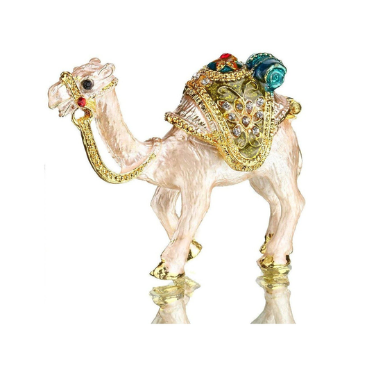 Tiny Cute Camel Figurine Collectible, Hinged Crystal Jeweled Animal Trinket Jewelry Box, Desert Decor Ornament, Camel Lover Gift