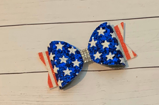 American Flag Red, White & Blue Hair Bow, Keychain Or Planner Clip