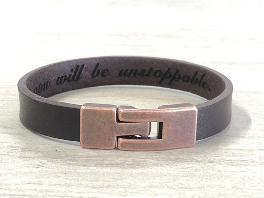 Bracelets For Guys Anniversary Gift Males Custom Leather Best Friend Christmas Present Personalized Hidden Text Jewelry