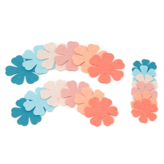 18 Chloe Wool Blend Felt Die Cut Applique Flowers - Tropical Island Colors