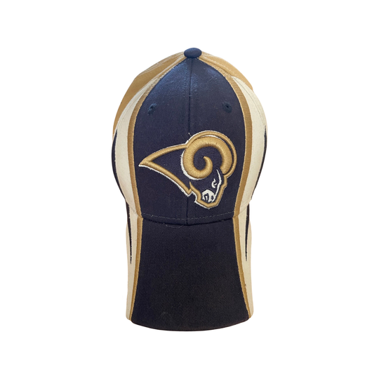 Vintage 90's Nfl Reebok St. Louis Rams Blue, Gold & White Embroidered Shark Tooth Hat. Adjustable Dad Hat