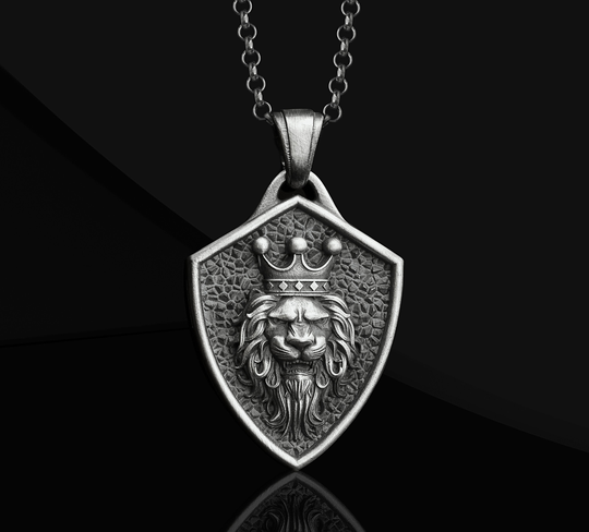 Personalized 925 Sterling Silver Oxidized Lion Necklace, King Mens Chain Necklace Gifts For Him