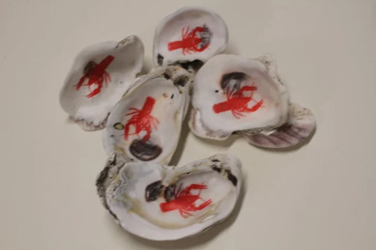 Cajun Creole Crawfish Party Gifts Decorated Oyster Shells/Handmade By Shorely Yours Ss-135 Free Ship