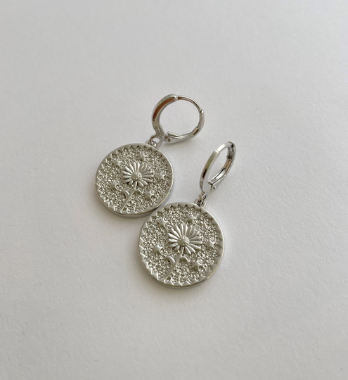 Silver Flower Hoop Earring Endless Hoops Huggies 32mm