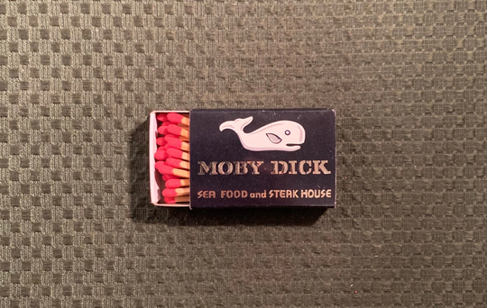 Vintage Matchbook, Moby Dick, Seafood Restaurant, Stardust Hotel, Las Vegas, Matchbox, with Wooden Match Sticks, Free Ship in Usa