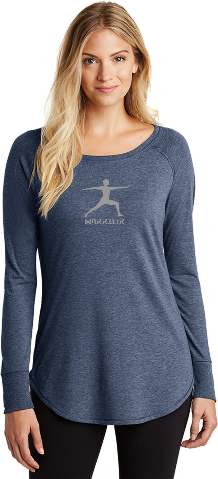 Warrior Pose Ladies Yoga Tri Blend Long Sleeve = Warrior-Dt132L