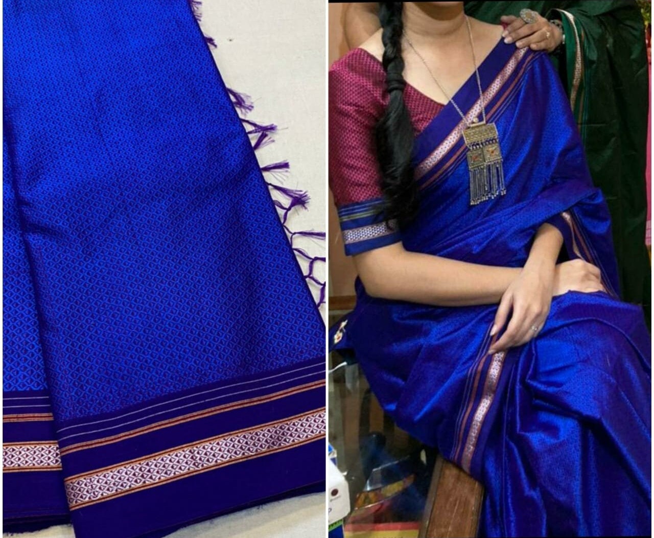 Traditional Ilkal Khun Resham Blend Saree With Running Blouse Piece - Ethnics Land