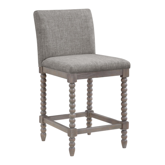 Brushed Gray Wood Bobbin Stamford Upholstered Counter Stool - Leather by World Market