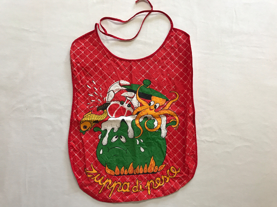 Vintage Italian Cooking Bib Apron Serving Kitchen Zuppa Di Pesce Fish Soup Seafood Boil Food