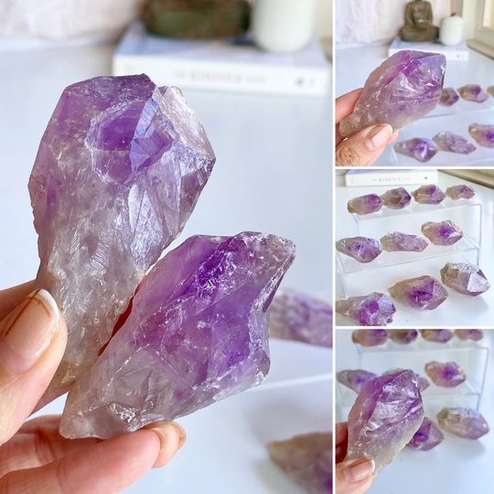 Large Raw Amethyst Point Dragon Teeth Natural Crystal 1.5-3.5" 8-120G 2.8-4.5Oz Bahia Brazil Dragons Scepter Elestial