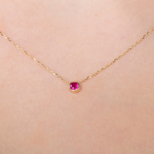 Ruby Necklace/14K Gold Solitaire