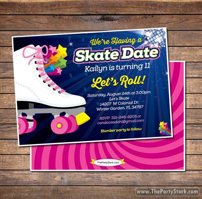 Skate Invitation, Skating Party Invitations, Roller Invite, Party, Rollerskate Printable