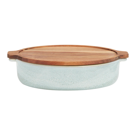 Oval Sage Green Reactive Glaze Baker with Trivet Lid - Stone by World Market