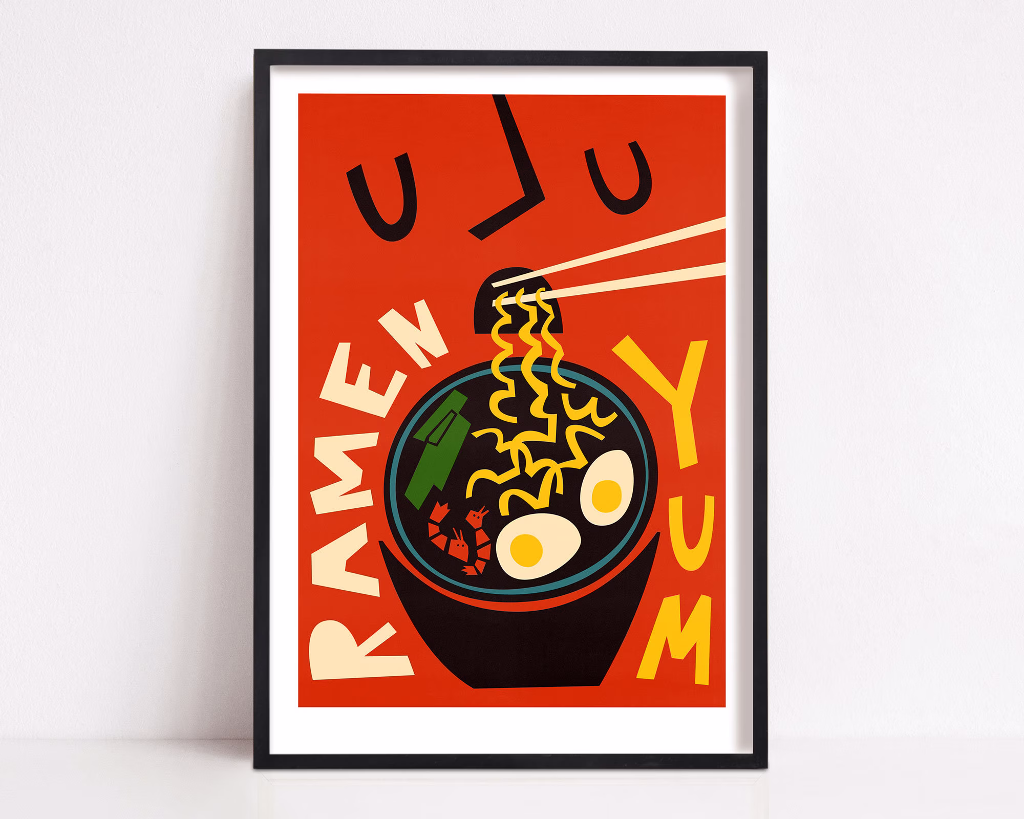 Ramen Kitchen Art, Food Print, Modern Decor, Housewarming Gift, Lovers, Chef Bar Mid Century Poster, Retro
