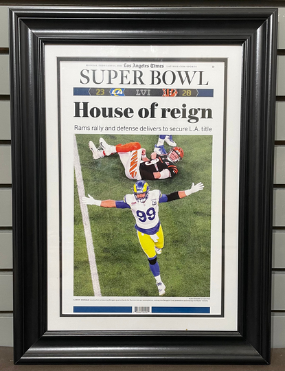 2022 La Rams "House Of Reign" Super Bowl Lvi Champions Framed Front Page Newspaper Print