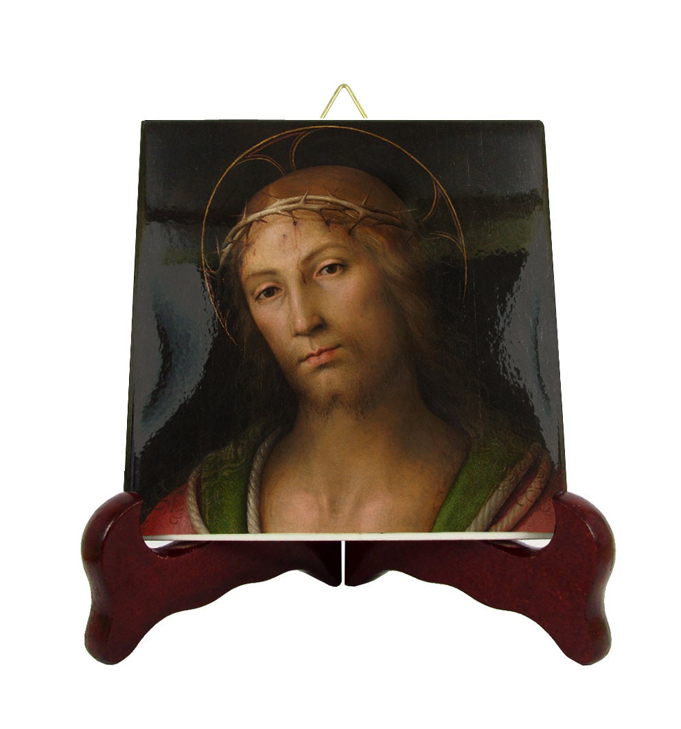 Ecce Homo - Catholic Gifts Religious Icon On Tile Jesus Christ Art Painting By Perugino Devotional Gift