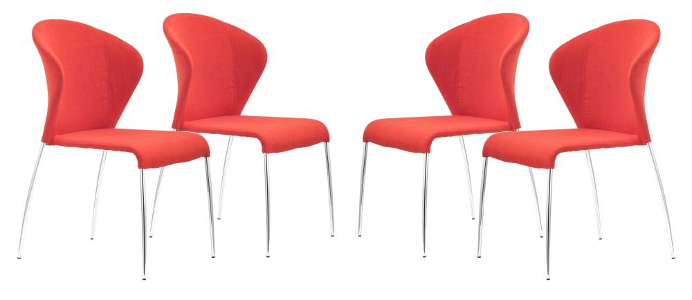 Zuo Modern Set of 2 Oulu Contemporary/Modern Polyester/Polyester Blend Upholstered Dining Side Chair (Metal Frame) in Orange | 100041