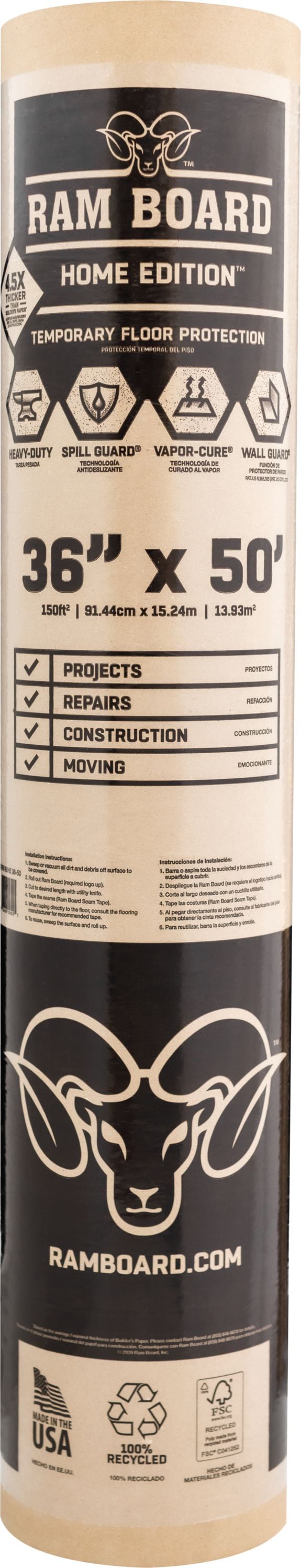 Ram Board Home Edition 18-lb Paper 3-ft x 50-ft Drop Cloth | 36 RBHE 36-50