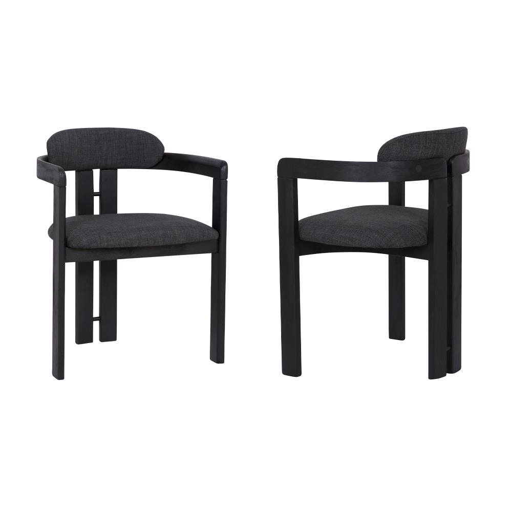 Armen Living Jazmin Contemporary/Modern Polyester/Polyester Blend Upholstered Dining Arm Chair (Wood Frame) in Gray | LCJZCHCHBL