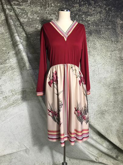 Vintage 70S Dress, Medium Floral Union Made in The USA Dress