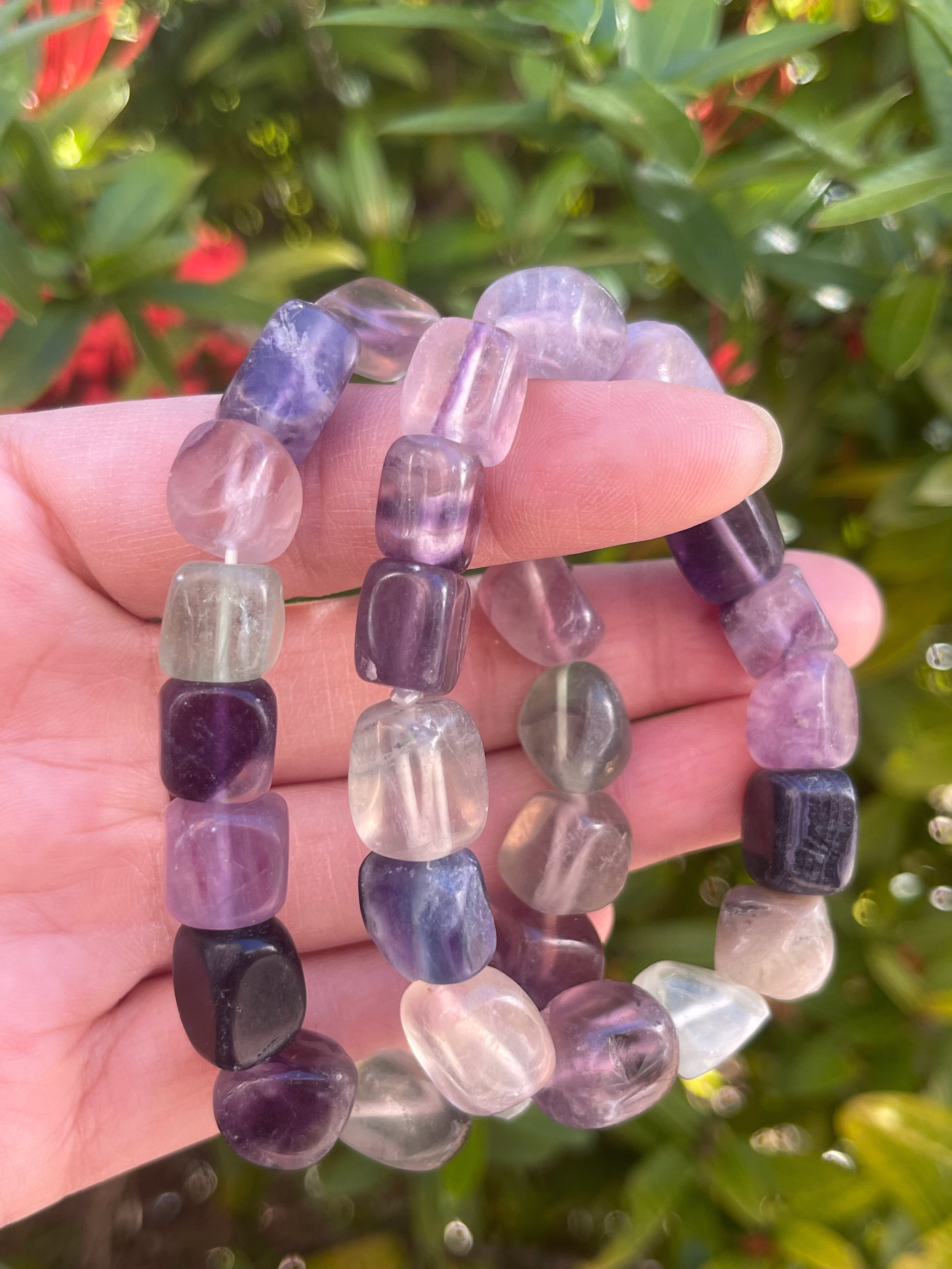 Grade A++ Fluorite Crystal Nugget Bracelet, Genuine Gemstone Protection Relieves Stress Anxiety Gift For Men&women